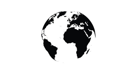 A dramatically contrasted globe depiction showcasing continents and oceans in a striking silhouette © Pvect02