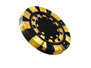 Luxury Black and Gold Casino Poker Chip on White