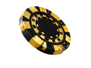 Luxury Black and Gold Casino Poker Chip on White