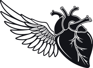 Heart Wings Valentine design concept vector 