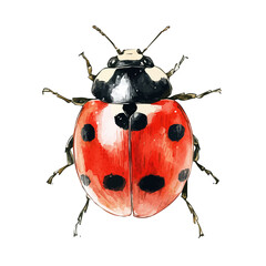 Watercolor_style_painting_of_a_ladybug_on_a_white_A vectorized, Hand-painted style, vector set available in EPS An Elegant watercolor painting design collection