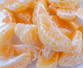 Close up of peeled tangerine slices