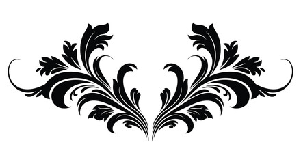 intricate floral design with swirling leaves and elegant curves a captivating black silhouette