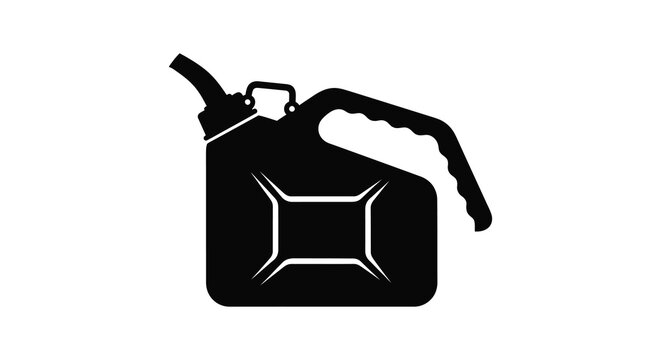 A striking black silhouette of a classic red gas can fuel storage container silhouette