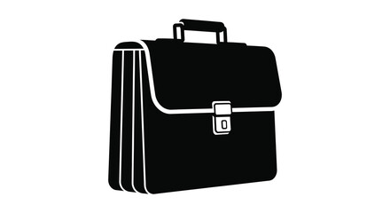 A classic black briefcase design showcasing a simple elegant form in a striking silhouette
