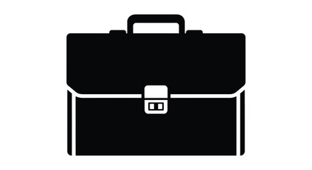 A stark black silhouette of a classic briefcase with a handle and locking clasp silhouette