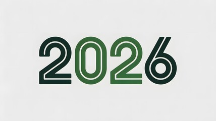 2026 New Year Clean Outline Typography Design On Light Background For Modern Minimal Celebration