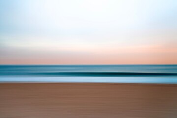 Minimal ocean horizon with soft pastel sky and motion blur © Bpato Media