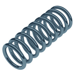 Metal Compression Spring in Industrial Blue with Softbox Lighting on White Background for Mechanical Engineering