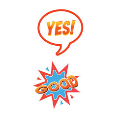 Positive comic text elements yes and good