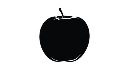 A strikingly simple black apple form presented against a stark white background silhouette