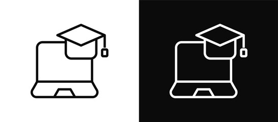 Online Studies icon set black and white