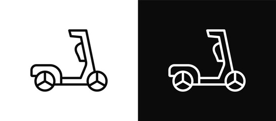 Scooter icon set black and white