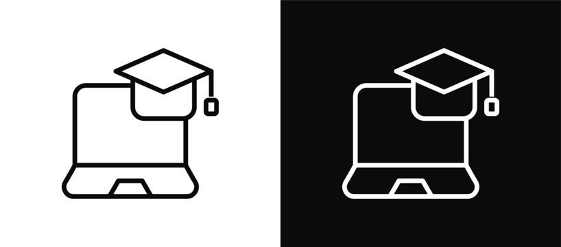 Online Studies icon set black and white