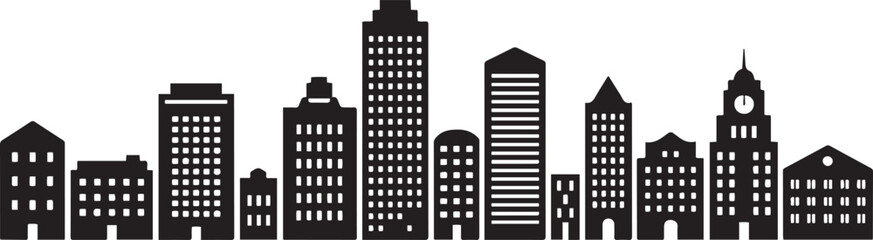City Building Silhouette Element Icon. design Vector black silhouette