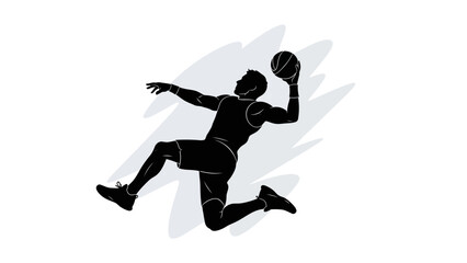 Dynamic silhouette of football player jumping with ball