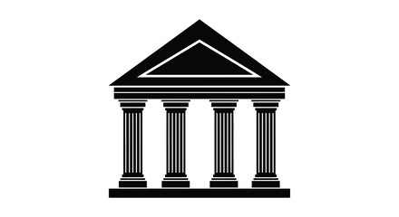 Fototapeta premium a classic greek temple facade with columns is presented in a bold black silhouette