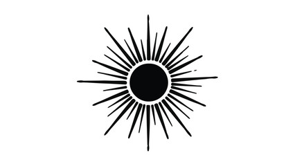 Obraz premium Simple black sunburst design on white background