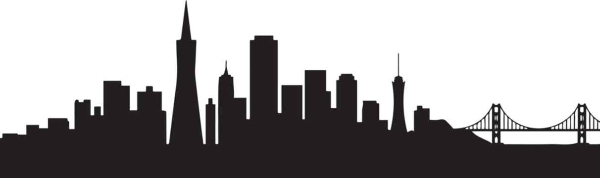 San Francisco city skyline Black vector illustration. design Vector black silhouette