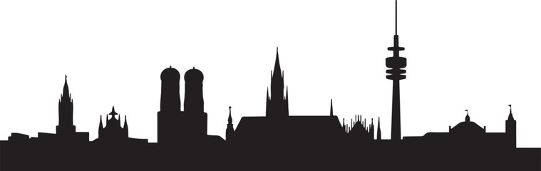 Naklejka premium Munich, Germany City cityscape illustration skyline. design Vector black silhouette