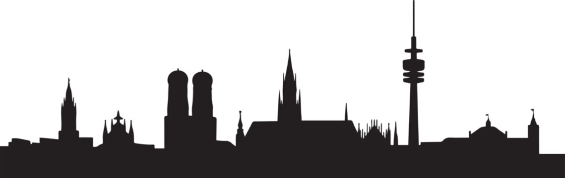 Munich, Germany City cityscape illustration skyline. design Vector black silhouette