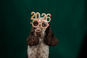 Spaniel dog wearing glasses 2026.