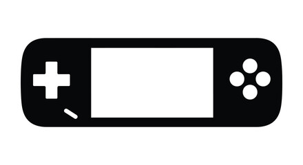 A sleek black handheld gaming console with directional buttons and controls a distinctive silhouette © nhpvect02