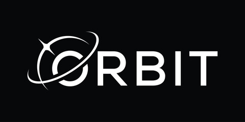 Typography text orbit logo design, planet globe graphic icon concept