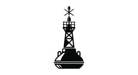 A striking black silhouette of a lighthouse with a star atop a beacon of maritime guidance silhouette