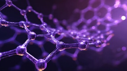 Abstract molecular structure glowing purple and blue