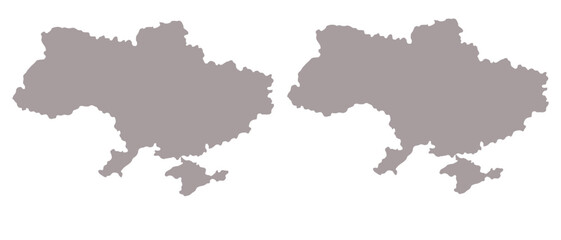 Detailed Ukraine Map Silhouette Set - Isolated Vector Outline of Ukrainian Borders with Crimea