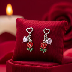 Rose Heart Earrings Romantic Jewelry Valentine Present