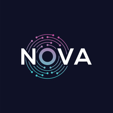 typography text nova logo design, digital technology internet concept vector icon