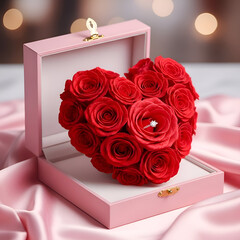 Romantic Rose Heart Gift Box Love  Celebration