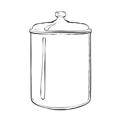 Hand drawn kitchen canister with lid minimal black line art storage jar container icon isolated on white