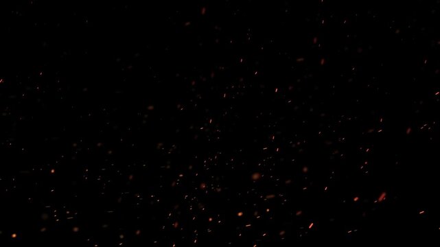 Fire embers particles 4k, Flying fiery embers, bonfire sparkles overlay background and flames, Fiery Orange Bonfire Particles Over Black Background. bonfire flares, dusty glowing hot fire particle