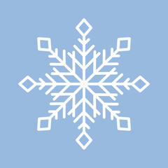 Snowflake, icy crystal icon. Snow flake sign, geometric frozen shape. Cold winter weather, season. Festive holiday decoration ice cool element, decor. Flat vector illustration