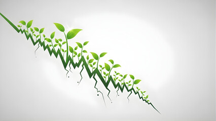 Green plants growing on stock market graph with upward trend