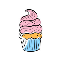 Ice cream and desserts in line art. Sweet food icon for menus, packaging, branding and recipe illustrations