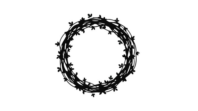 Circular thorn wreath isolated on white background, symbolizing protection or danger, with a dark and edgy aesthetic