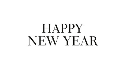 Editorial Style Serif Happy New Year Text on White Background.