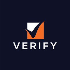 Verify logo design, initial letter V verify graphic vector, check confirm symbol icon concept