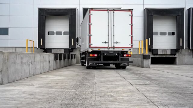 Truck reversing into loading dock for efficient warehouse delivery