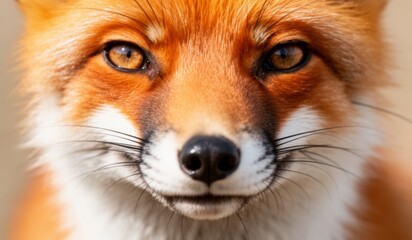 Fototapeta premium Captivating close-up of a curious red fox basking in the warm sunlight