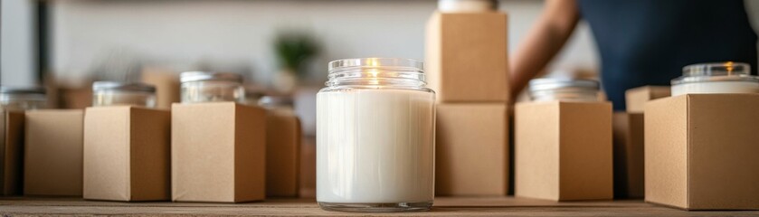Burning Candle in Jar with Packaging Boxes, Handmade ,Small Business