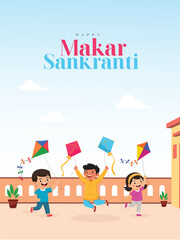 Makar Sankranti greeting design with kites and festive mood