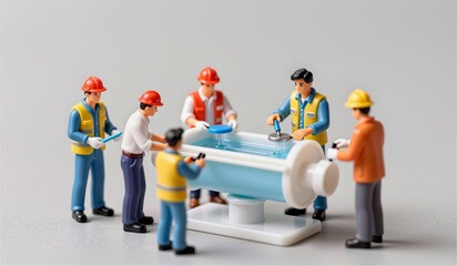 Construction team works together on a large project with tools and machinery at a construction site