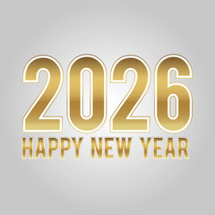 2026 Happy New Year Golden Luxury Text Design Background