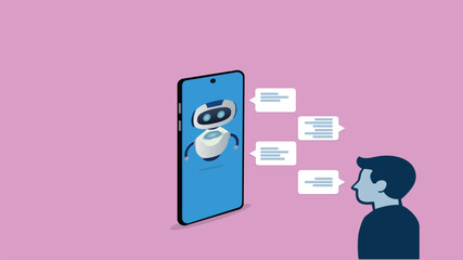 Customer support..Chat bot AI and customer service concept.Chat bot virtual assistant via messaging. Helping
