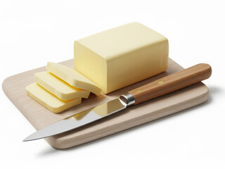 Block of butter on cutting board